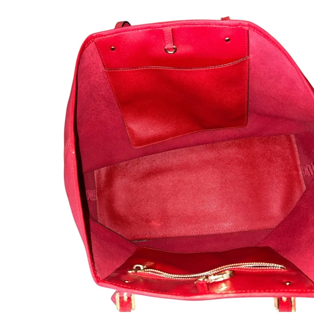 Michael Kors Scarlet Red Handbag with Gold Details Large Tote